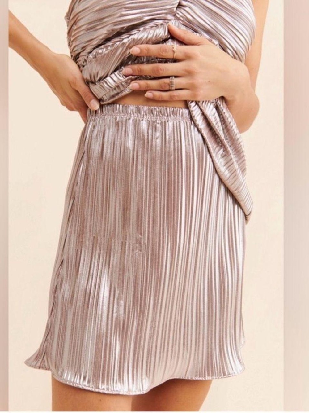 Anthropologie MONTE Gold Shimmer Pleated Mini Skirt Size XL NEW